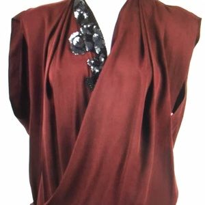 Roberto Rodriguez open front draped blouse size 4